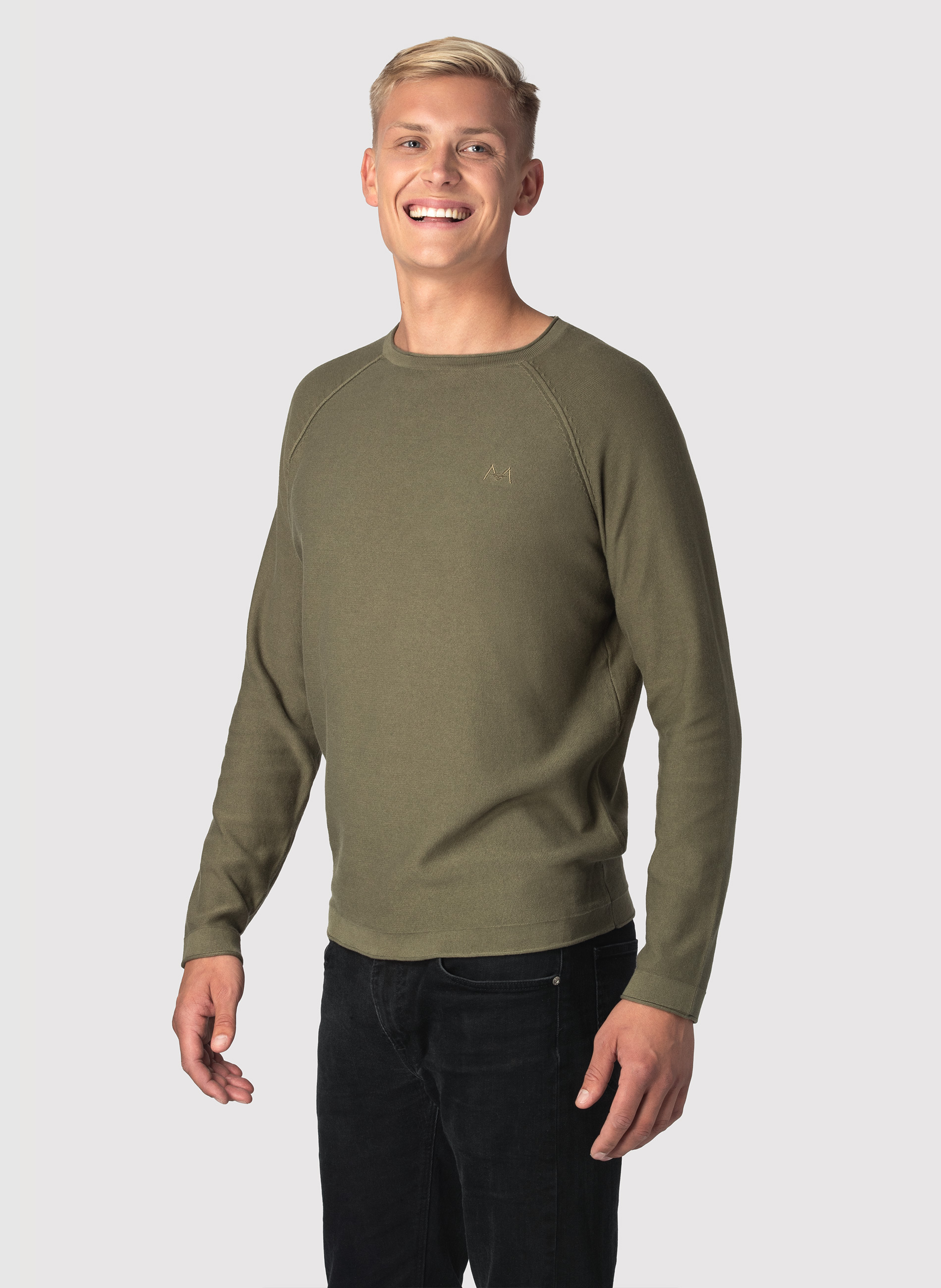 Olive Crew Neck Sweater Men's